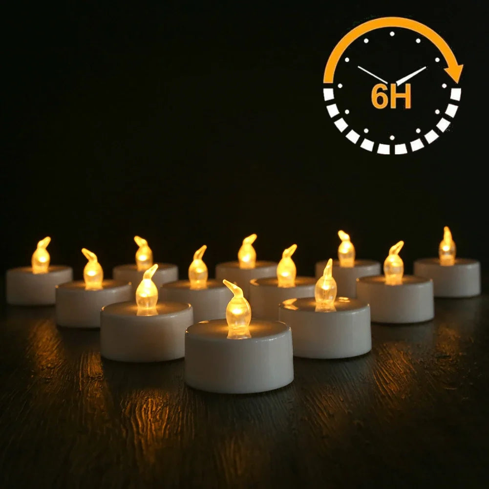 Flameless LED Tea Lights with 6-Hour Timer (12-Pack)