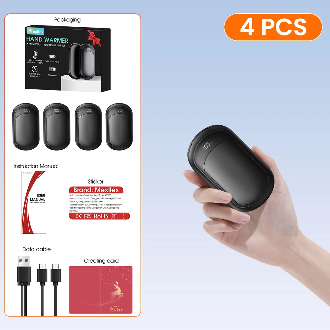 Rechargeable Hand Warmers (2 or 4 Pack)