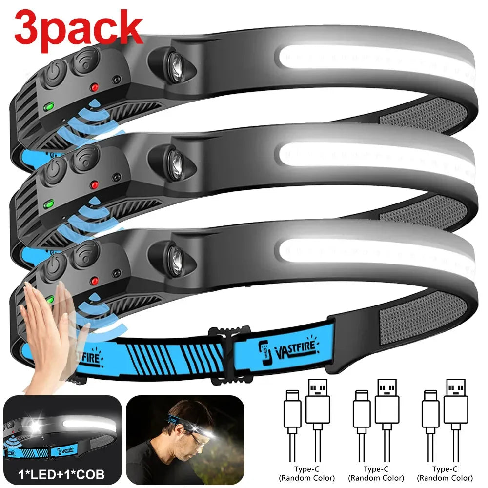 Motion-Sensor COB Head Torch (USB-C)