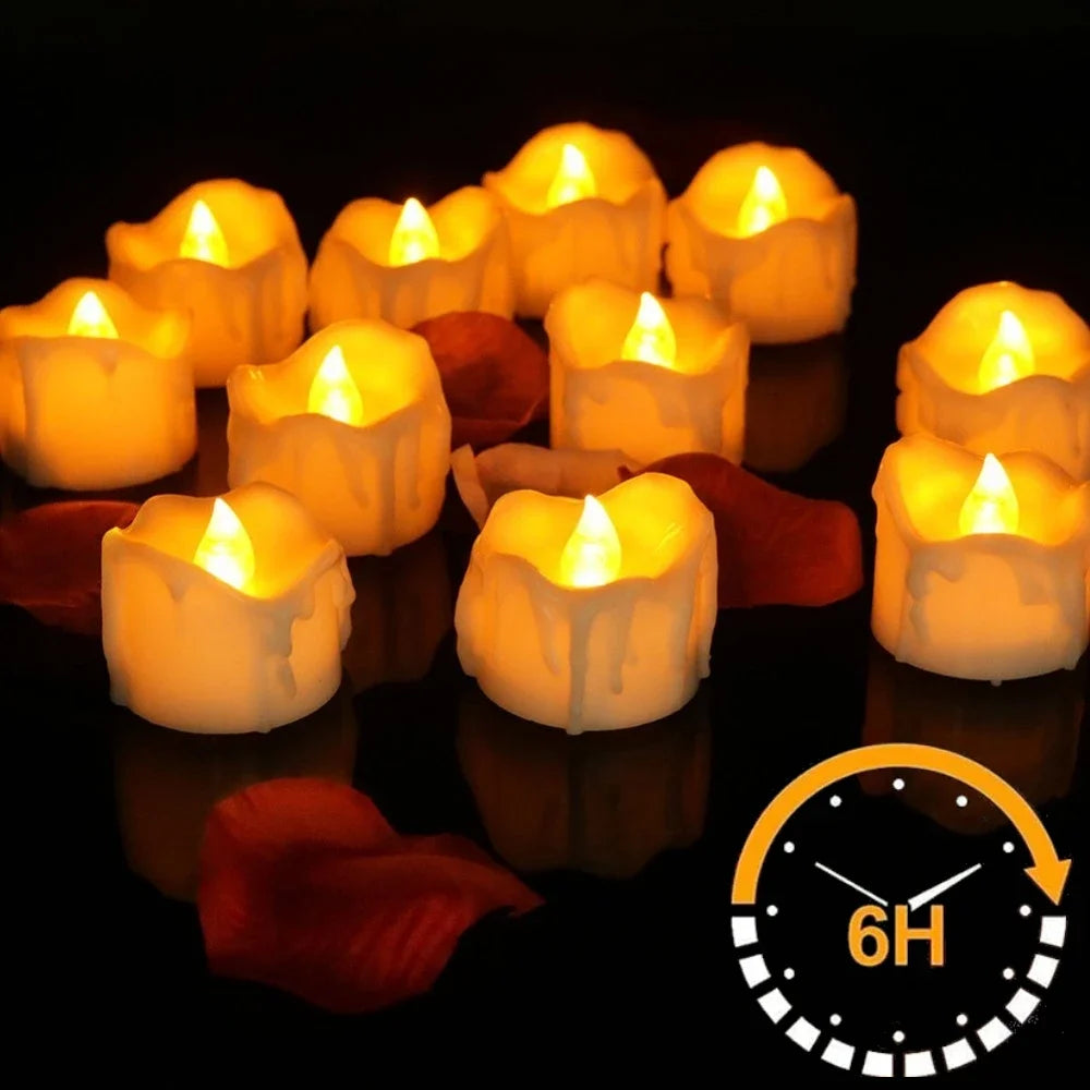 Flameless LED Tea Lights with 6-Hour Timer (12-Pack)