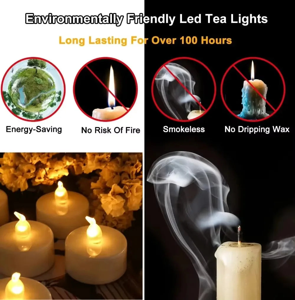 Flameless LED Tea Lights with 6-Hour Timer (12-Pack)