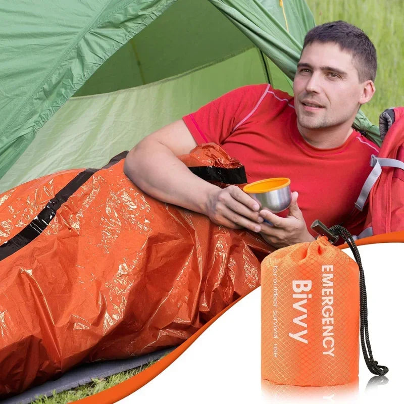Thermal Emergency Sleeping Bag Survival Blanket Lightweight Waterproof Windproof Portable Bivy Sack Durable PE Aluminum Film New