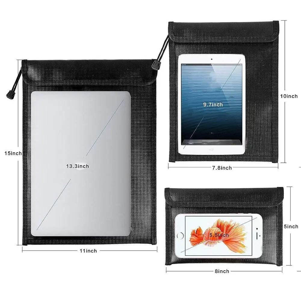 Waterproof Fireproof Document Bag S/M/L Zipper Closure Safety Cash Storage Pouch Heat-resistant Portable