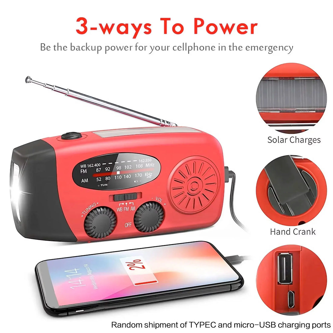 Wind-Up Solar Emergency Radio and Torch