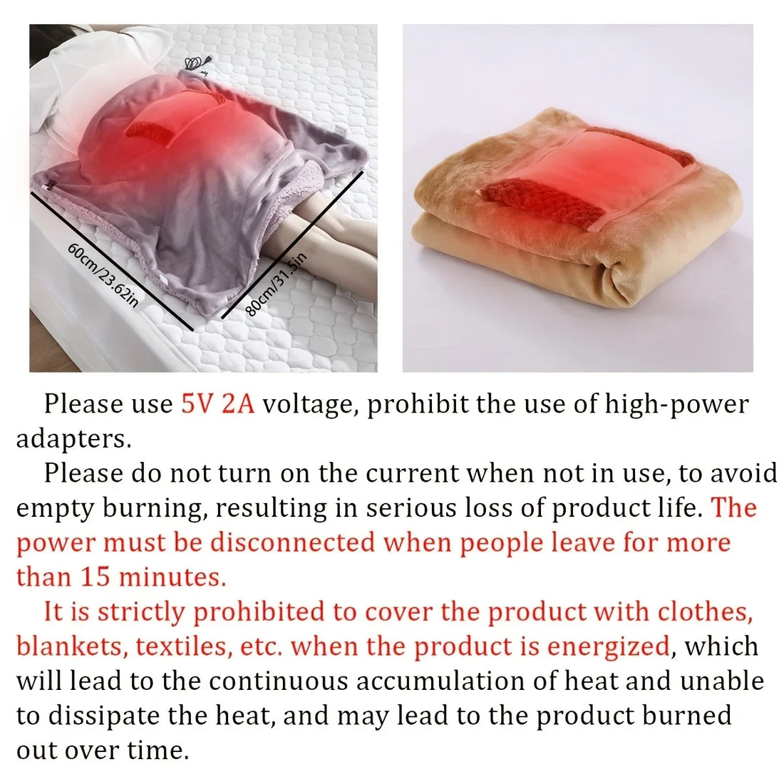 USB Heated Throw Blanket – Power Bank Powered (Blackout Warmth)