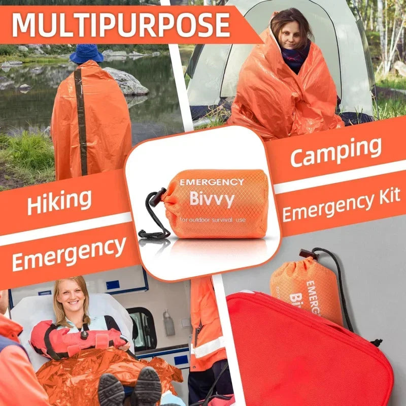 Thermal Emergency Sleeping Bag Survival Blanket Lightweight Waterproof Windproof Portable Bivy Sack Durable PE Aluminum Film New