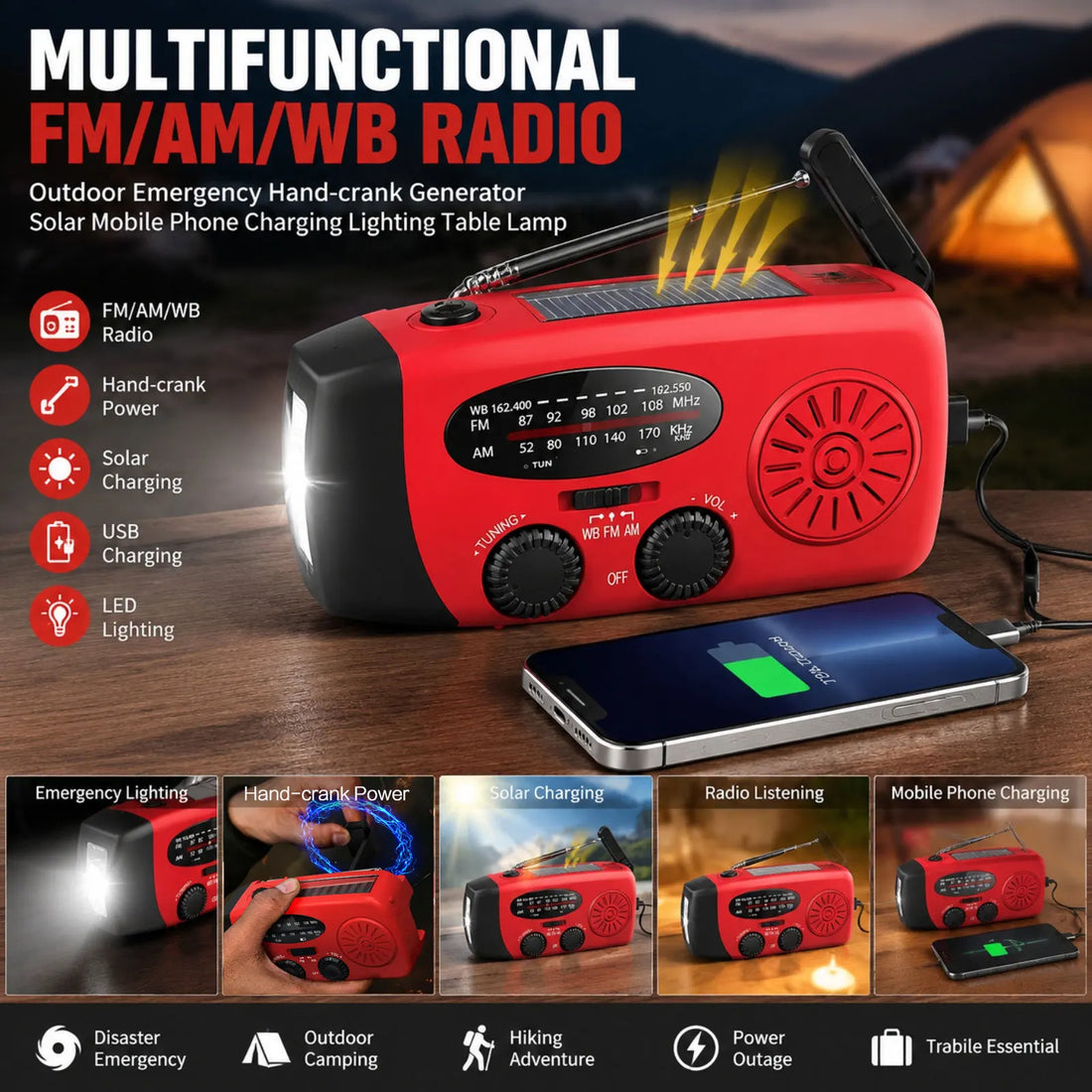Wind-Up Solar Emergency Radio and Torch