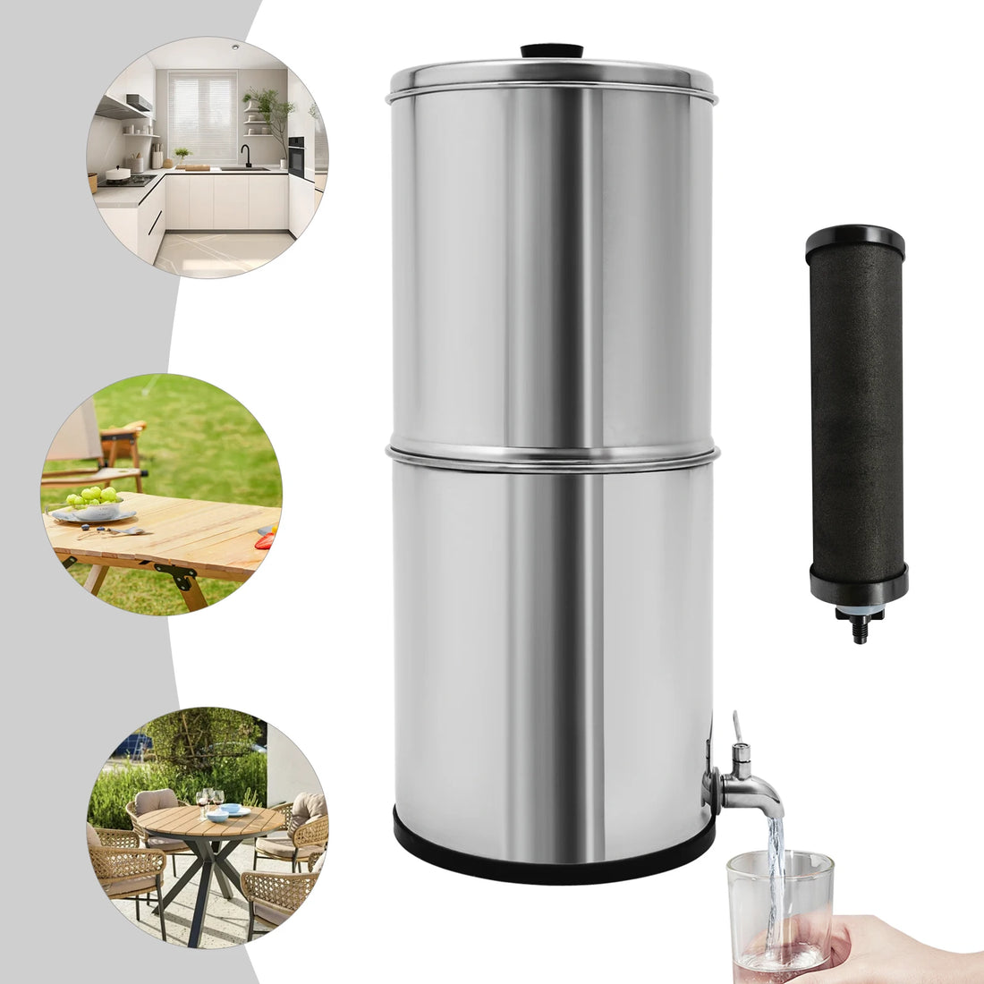 8.5L Stainless Steel Gravity Water Filter