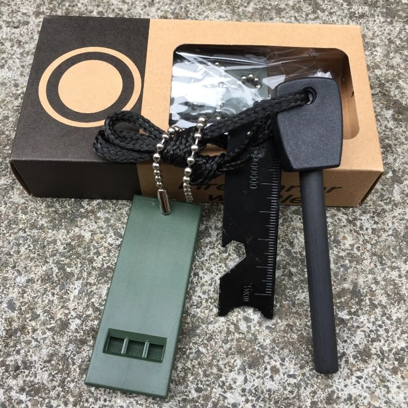 Ferro Rod Fire Starter Kit with Whistle