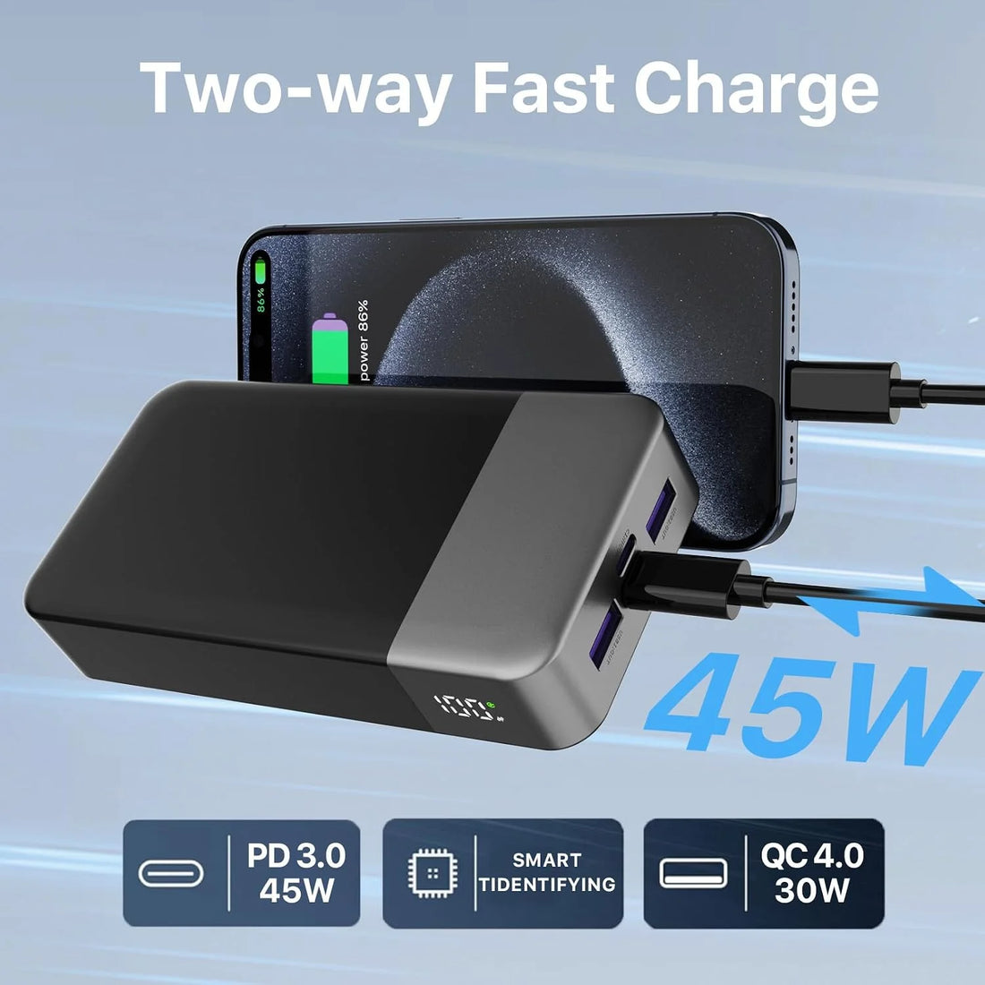 20,000mAh 45W Fast-Charge Power Bank