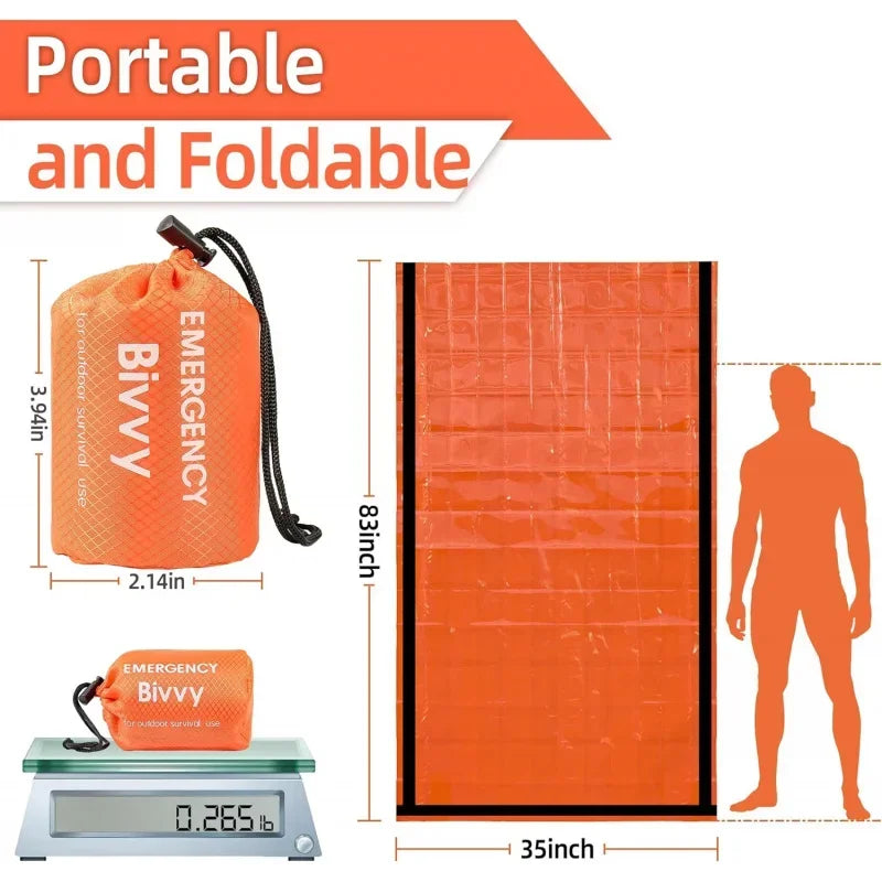 Thermal Emergency Sleeping Bag Survival Blanket Lightweight Waterproof Windproof Portable Bivy Sack Durable PE Aluminum Film New