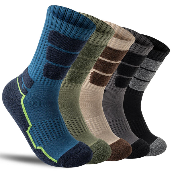 5-Pack Thick Wool-Blend Hiking Socks