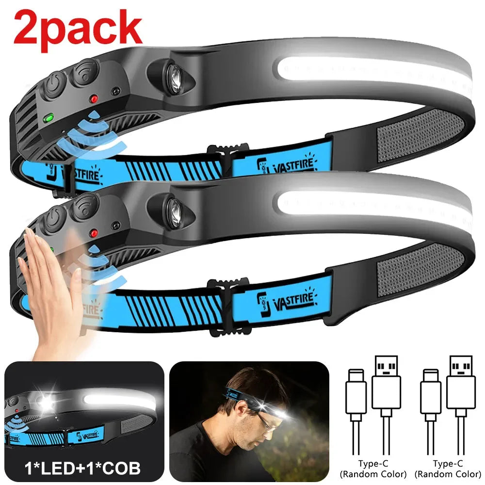 Motion-Sensor COB Head Torch (USB-C)