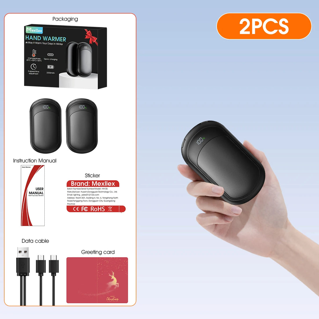 Rechargeable Hand Warmers (2 or 4 Pack)