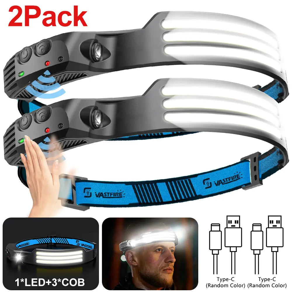 Motion-Sensor COB Head Torch (USB-C)